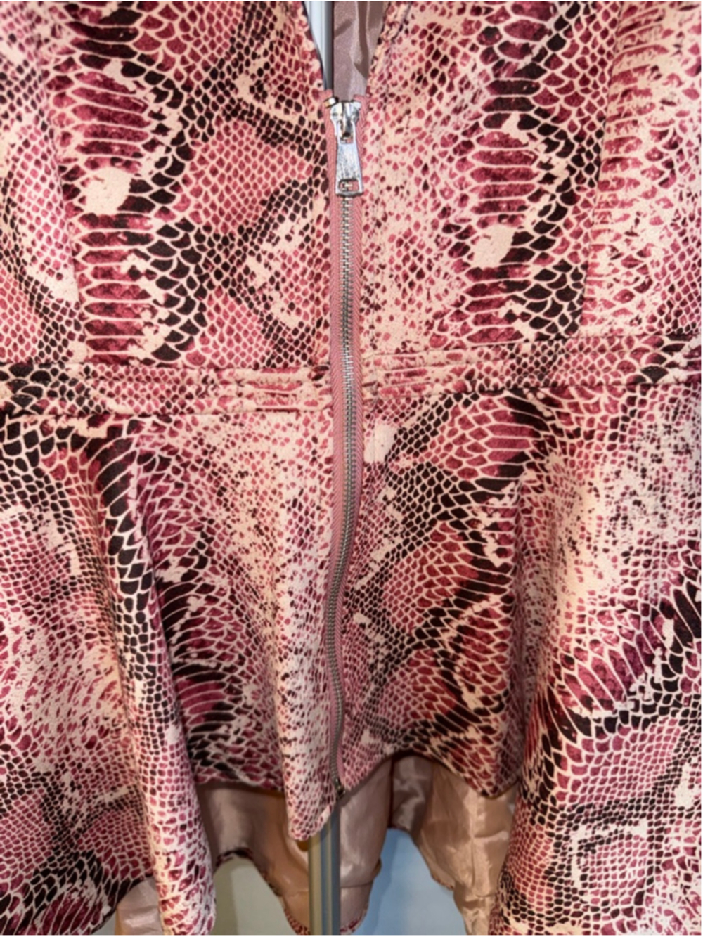 Women's VENUS Pink Brown Snake Print Faux Suede Blazer S - Picture 7 of 10